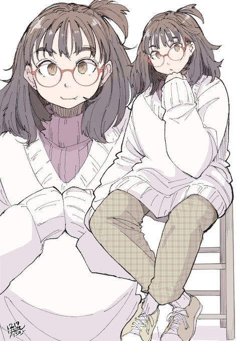 週末の眼鏡女子コーデ 