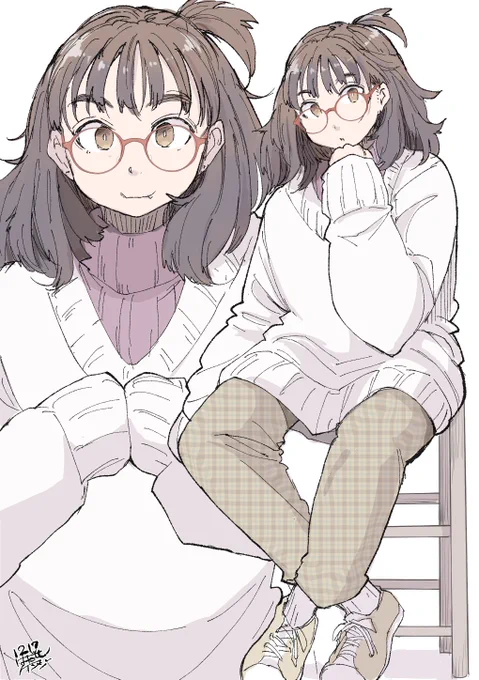 週末の眼鏡女子コーデ 