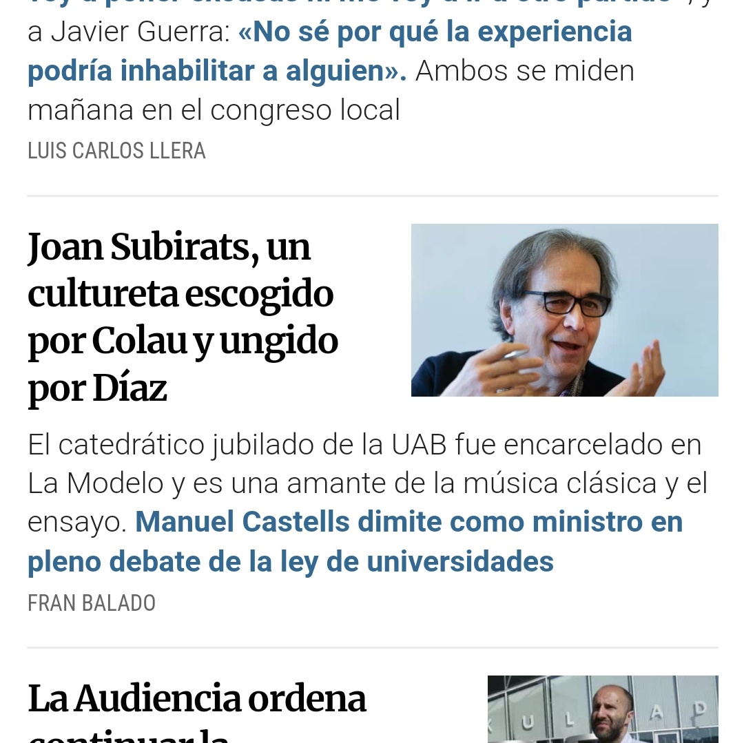 Diosmeaparte de defender a La Inmaculada Izquierda pero titular tan despectivamente é vergonzoso. Sen facer a carreira atrévome a poñer, " Subirats, un catedrático apoiado por Colau e aceptado por Diaz".