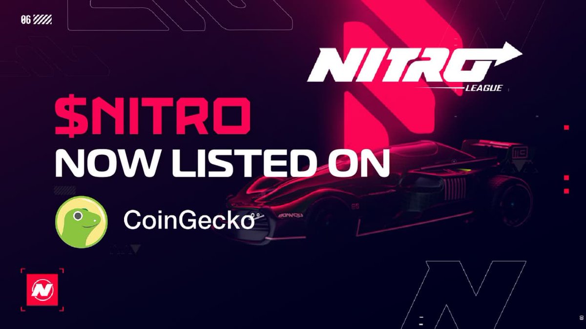 nitroleaguegame's tweet photo. 🚨 #ANNOUNCEMENT 🚨

⚡️ $NITRO is now listed on #CoinGecko
 
👉https://t.co/5ltWa730Fu

#NitroLeague #MetaVerse #NFT https://t.co/4UJHjXjDB5