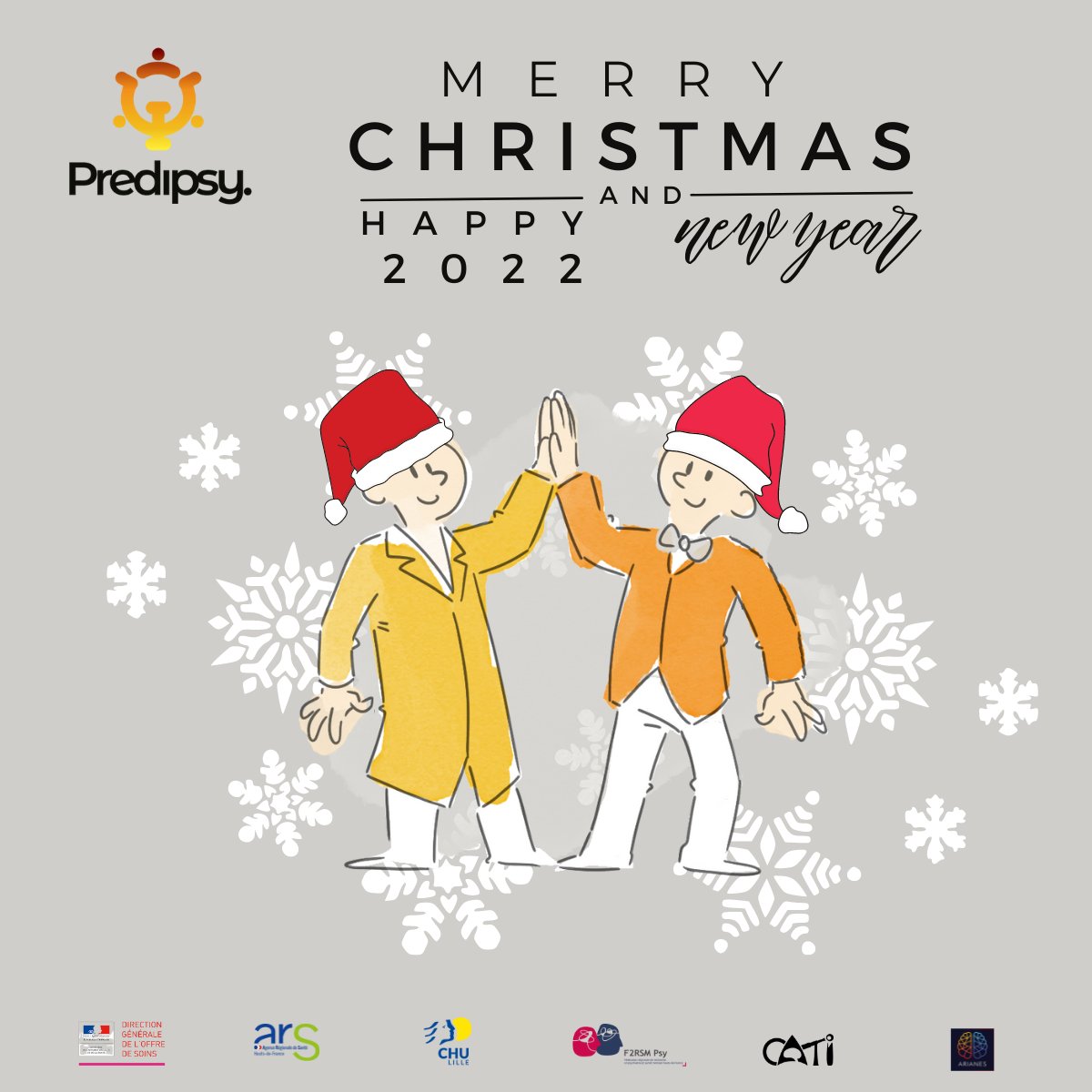 PrediPsy's tweet image. 🌟Les équipes de PrediPsy vous souhaitent de joyeuses fêtes!! ☃️🎄

🙏 Merci à tous nos collaborateurs,
🙏Merci également à la @F2RSMPsy  pour son soutien et son accompagnement et à l'@ARS_HDF pour sa confiance. Merci également au @CHU_Lille