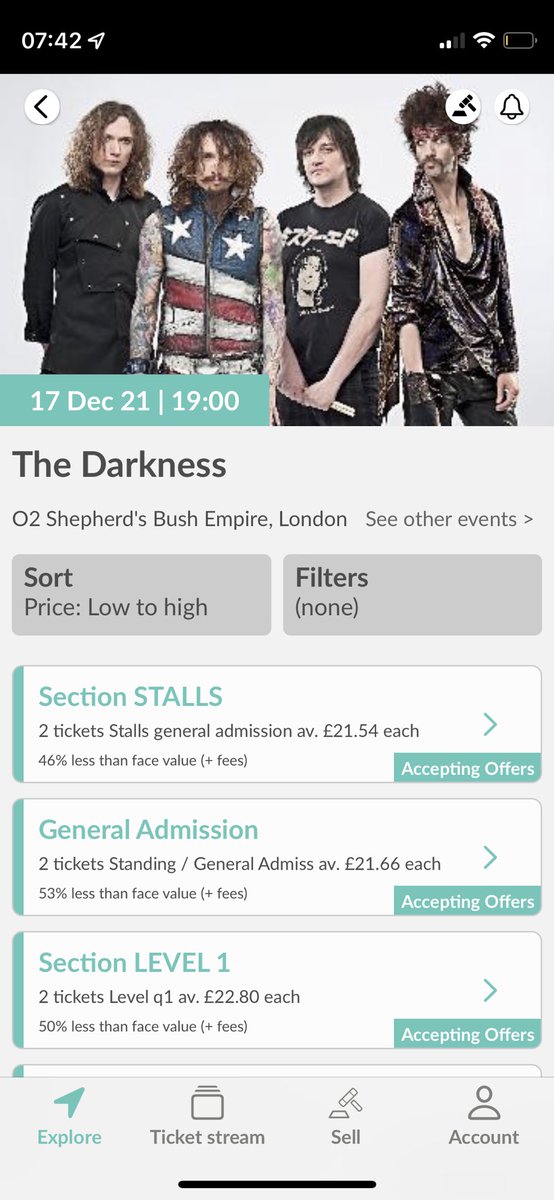 jimwaterson's tweet photo. There’s thousands of tickets for supposedly sold out London gigs tonight being offloaded below face value on @Twickets. If you fancy catching Covid with a soundtrack. (It’s also a bit of an eye opener as to which bands do big Christmas gigs.) https://t.co/HXnBSY2dru