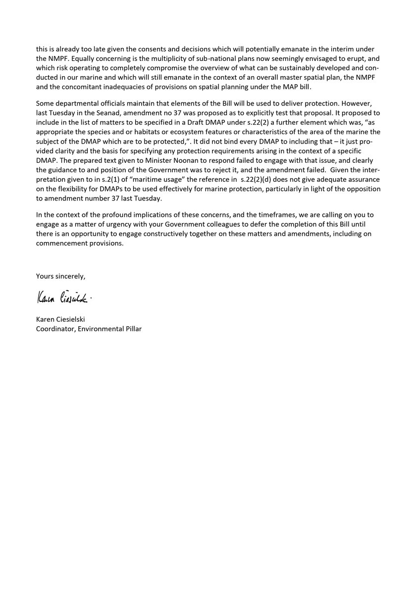 Env_Pillar's tweet photo. The #MAPBill had its final stages in the Seanad today - and if it passes in the Dáil as it is, it'll be a lose-lose outcome. 

We wrote to @EamonRyan &amp; @noonan_malcolm
 and asked them to defer the Bill to make sure we get this right now for both climate &amp; biodiversity ��� https://t.co/Iw1QbyosH5