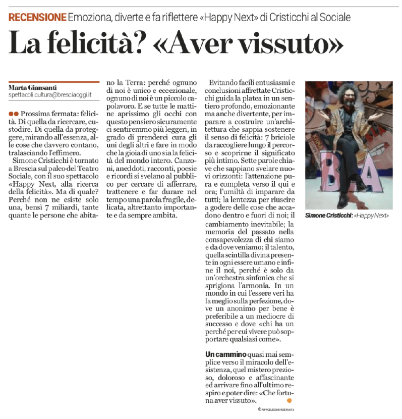 scristicchi's tweet photo. Di Marta Giansanti (Grazie!)
#rassegnastampa
#recensione #happynext
🗞 @BresciaOggiIT
@CTBteatro https://t.co/Dh78ILZaJM