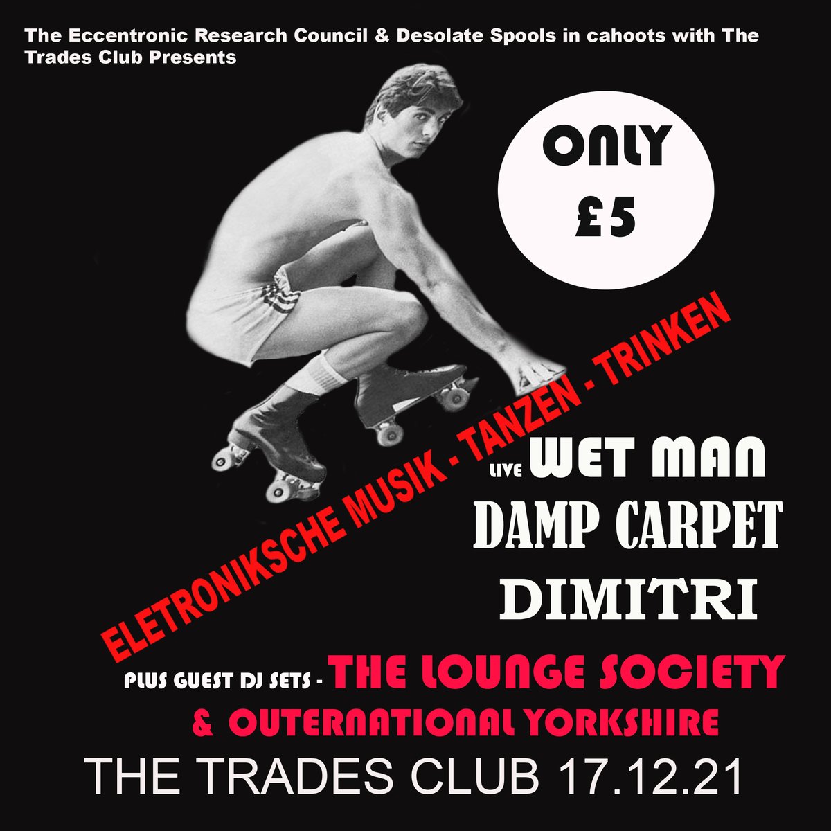 TONIGHT: Backed by members of @themoonlandingz & @teachersofpop as part of @The_E_R_C’s Desolate Spools showcase party.. WET MAN, the legendary South Yorkshire Mick Hucknall, DIMITRI - Special guests DJS @LoungeSocietyHB Things are going to get extremely wonky. Come!! Only £5 in.
