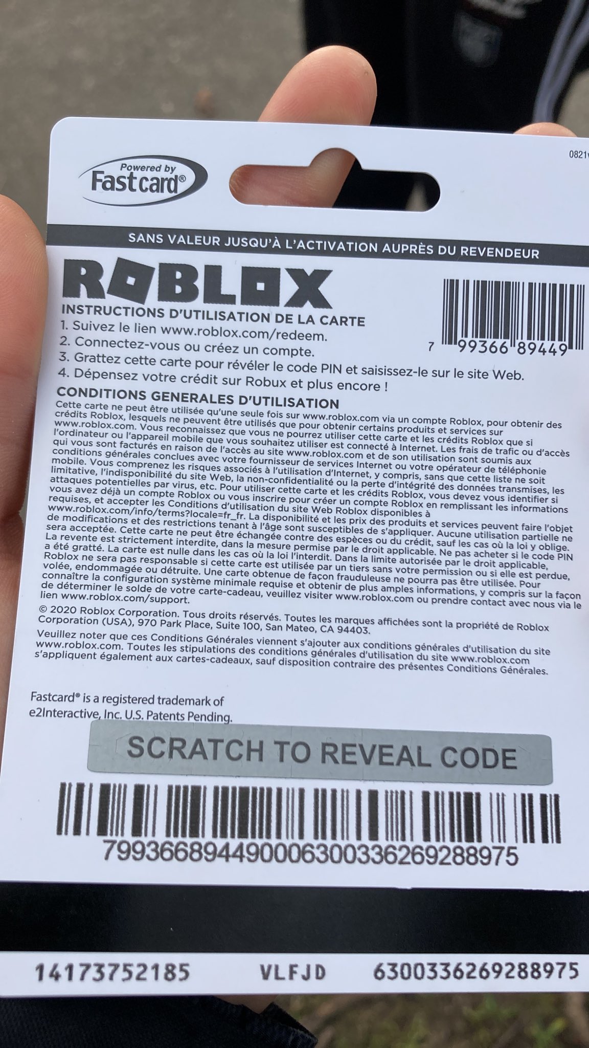 Carte Roblox 20€