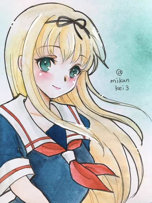 夕立です♪ #艦これ版深夜の真剣お絵描き60分一本勝負 #艦これ版真剣お絵描き60分一本勝負_20211217 #夕立 #艦これ 