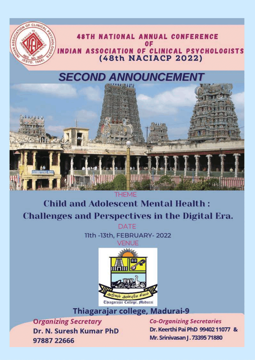_IPN_org's tweet photo. The 2nd announcement of the 48th National Annual Conference of IACP 2022,  is going to be held at Madurai, Tamil Nadu. 
 You can find the details of online registration by clicking this link:
https://t.co/GjtO69jnbi https://t.co/JlTMG34ZTX