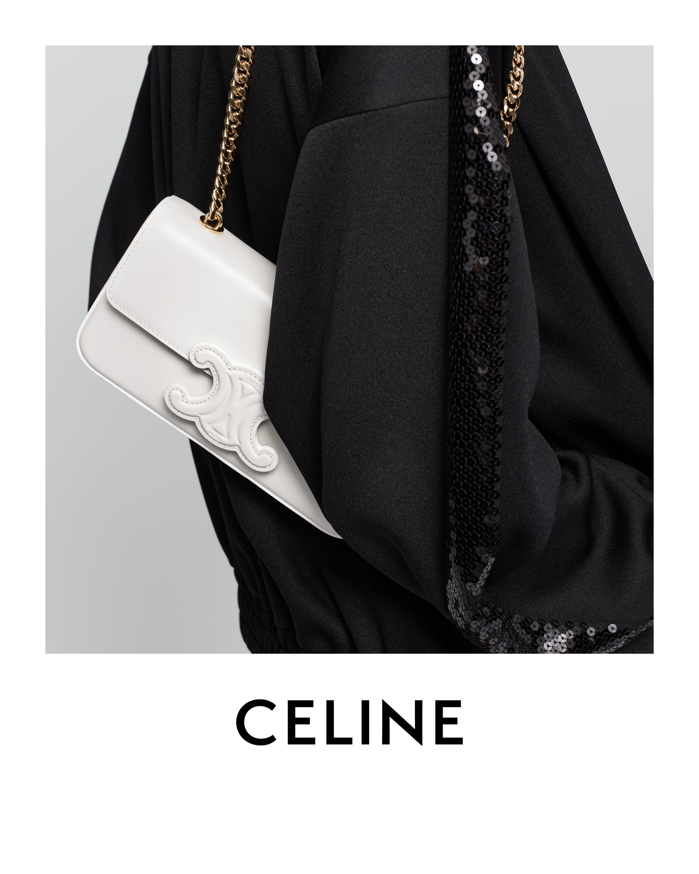 celine triomphe shoulder bag white
