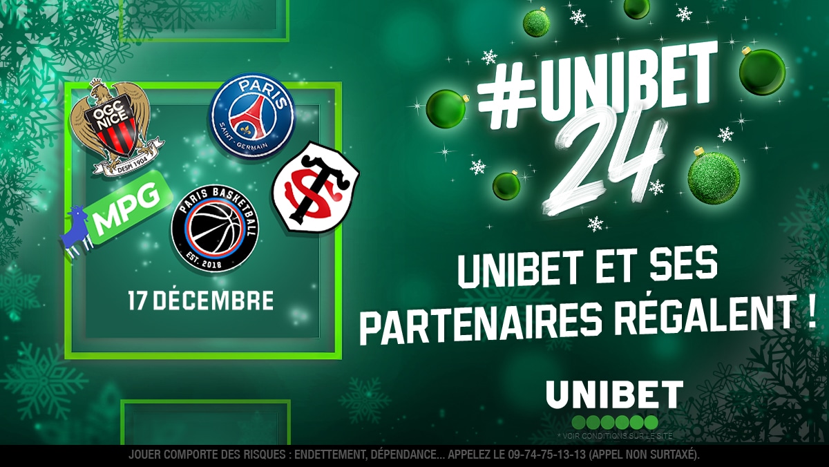 🎄 #UNIBET24 - 𝐂𝐚𝐬𝐞 𝟏𝟕 🔳

🥳 Unibet te régale avec les maillots de nos partenaires

- Maillot du Stade Toulousain
- Maillot du Paris Saint-Germain
- Maillot du Paris Basket
- Maillot de l'OGC Nice
- Maillot de Mon Petit Gazon

👉 RT/Follow + ton maillot + #UNIBET24