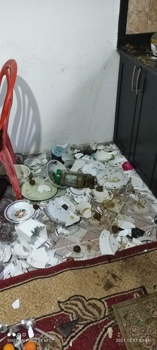 RZabaneh's tweet image. Israeli settlers attacked Palestinian homes southeast of Nablus overnight. This is Wael Miqbel home in Qaryout, his car was smashed, he was severely beaten and transferred to hospital.