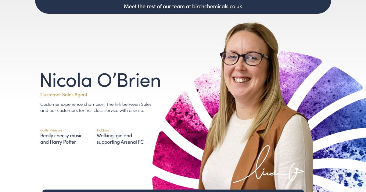 Meet the team who can solve your problems, improve your process and increase your profits. 

This month we're delighted to introduce Nicola O'Brien, who has recently joined us as our Customer Sales Agent.
