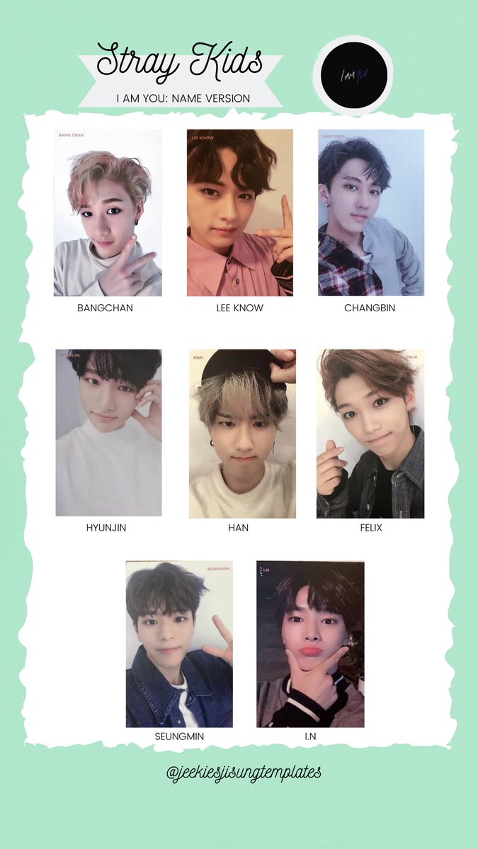 ✨ Stray Kids I Am You OT8 photocard template/list ✨ - Signature