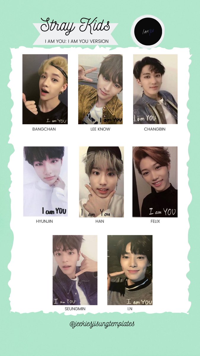 ✨ Stray Kids I Am You OT8 photocard template/list ✨ - Signature