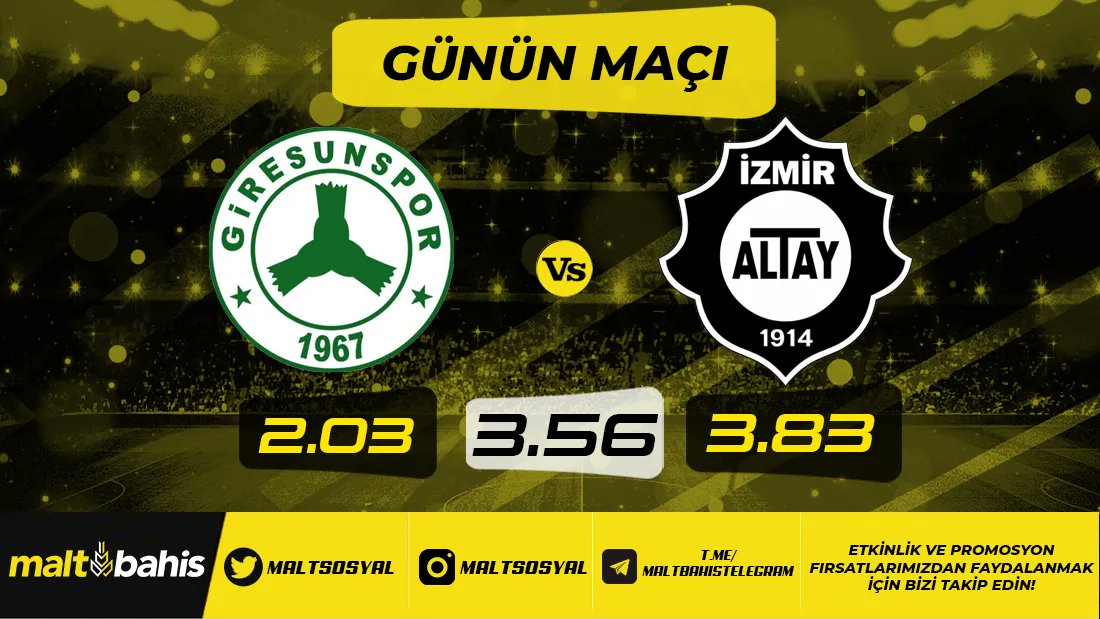 📢 Maltbahisden Günün Maçı Giresunspor v Altay ❗⠀⠀⠀⠀⠀⠀⠀⠀⠀⠀⠀
⠀⠀⠀
⚽ Atılan her golün 10 kati Freespin ❗❗⠀
⠀⠀
#maltbahis #yuksekoranlar #eniyioranlar #canlibahisoyna⠀
⠀⠀
Promosyon kuralları 👉 buff.ly/31JTE1w