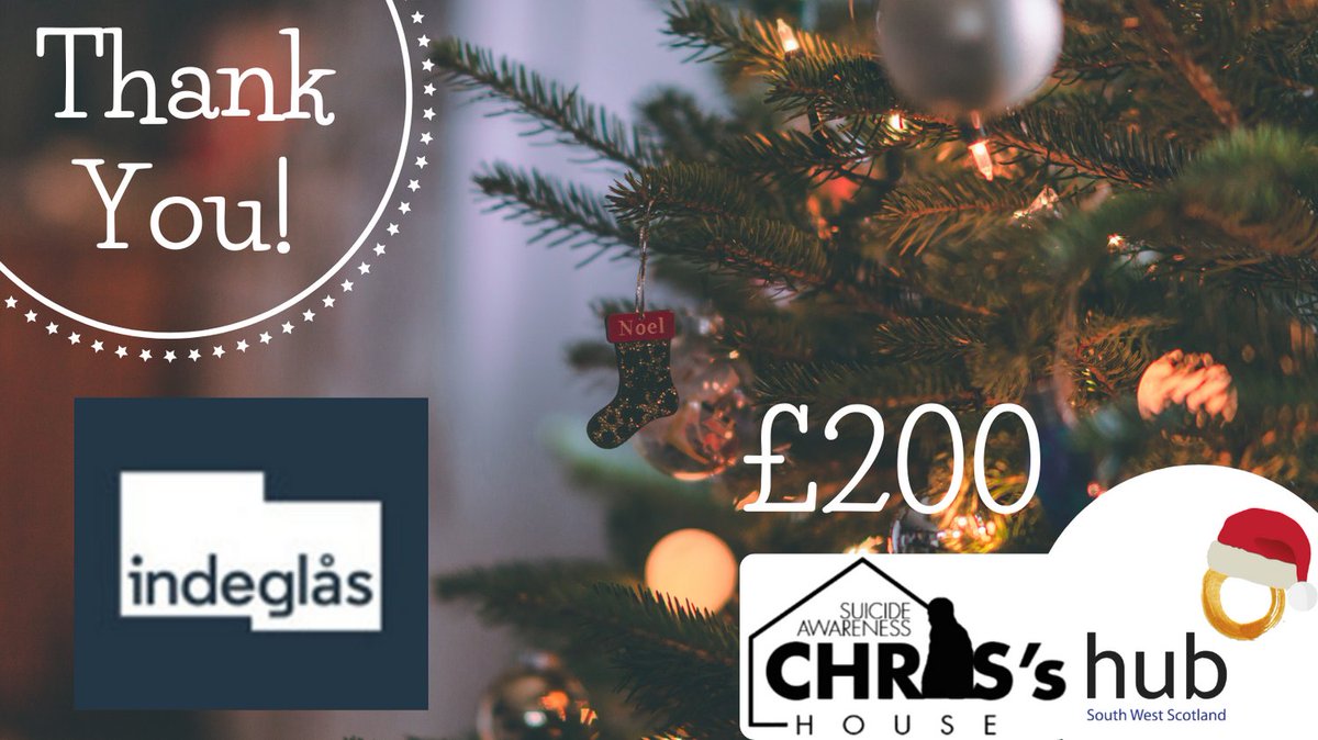 MMiltonhubSW1's tweet photo. Huge thank you to @IndeglasLtd for their generous donation to the hub South West Scotland Christmas Appeal, @hub South West are raising funds and awareness for @HouseChriss a fantastic organisation that provides much needed guidance and support for those affected by suicide. https://t.co/RA4Is3tX2i