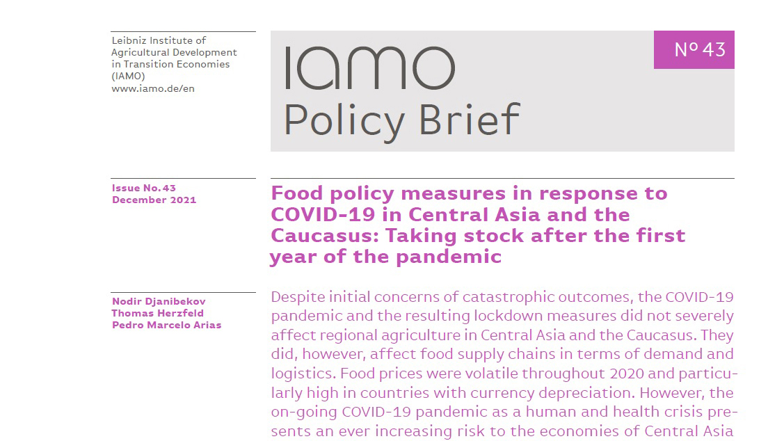 iamoLeibniz's tweet photo. #IAMOPolicyBrief No 43 on agricultural impacts of the first #COVID19 #pandemic waves and the resulting #food policy response measures in #CentralAsia and #Caucasus: https://t.co/SJOCN6jG38

#lockdown #agriculture https://t.co/k527hMMKI6