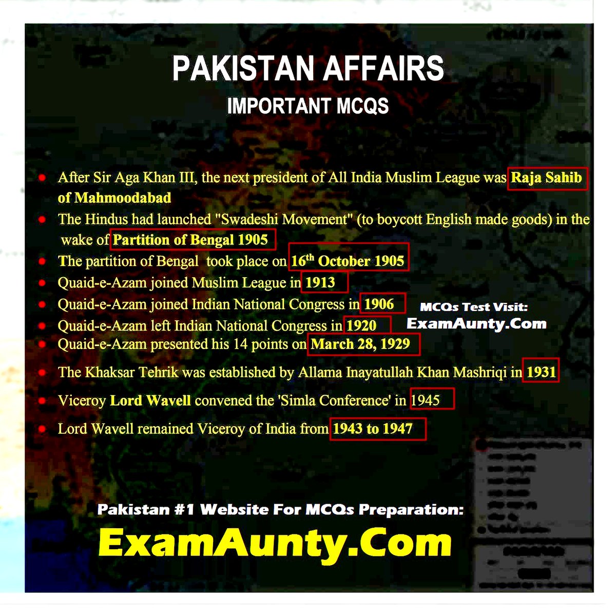AuntyExam's tweet image. IMPORTANT PAK STUDY MCQs
examaunty.com/pakistan-studi…

#Pakstudy #pakistanstudiesmcqs #PakistanStudies #PakStudyMcqs