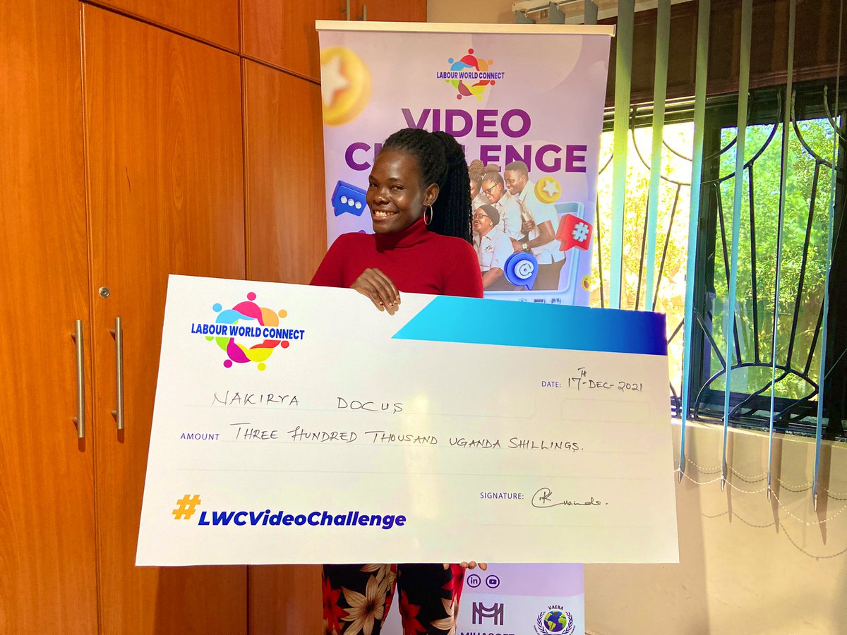 LabourWorldCnt's tweet photo. Weโre glad to be blessed by @DocusNakirya who successfully completed her 2 years work contract in The Kingdom of Saudi Arabia ๐ธ๐ฆ & also our 1st Runner Up for the #LWCVideoChallenge officially receiving her grand prize at head office from our MD @LuzindaKaterega #LWCJobOpportunity https://t.co/FEZnxi2YqG
