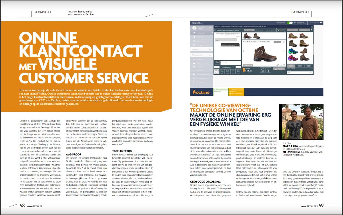 Online Retailer Magazine has interviewed our CEO Marc Erra and our Country Manager for the Dutch Market Melvin Dom. If you are curious to know more about 
@Oct8ne landing in the Netherlands, here's the full article.