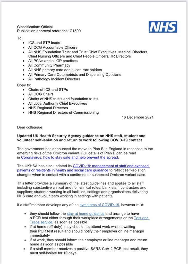 drnish35's tweet image. In case this helps…when to self isolate for healthcare staff…updated yesterday