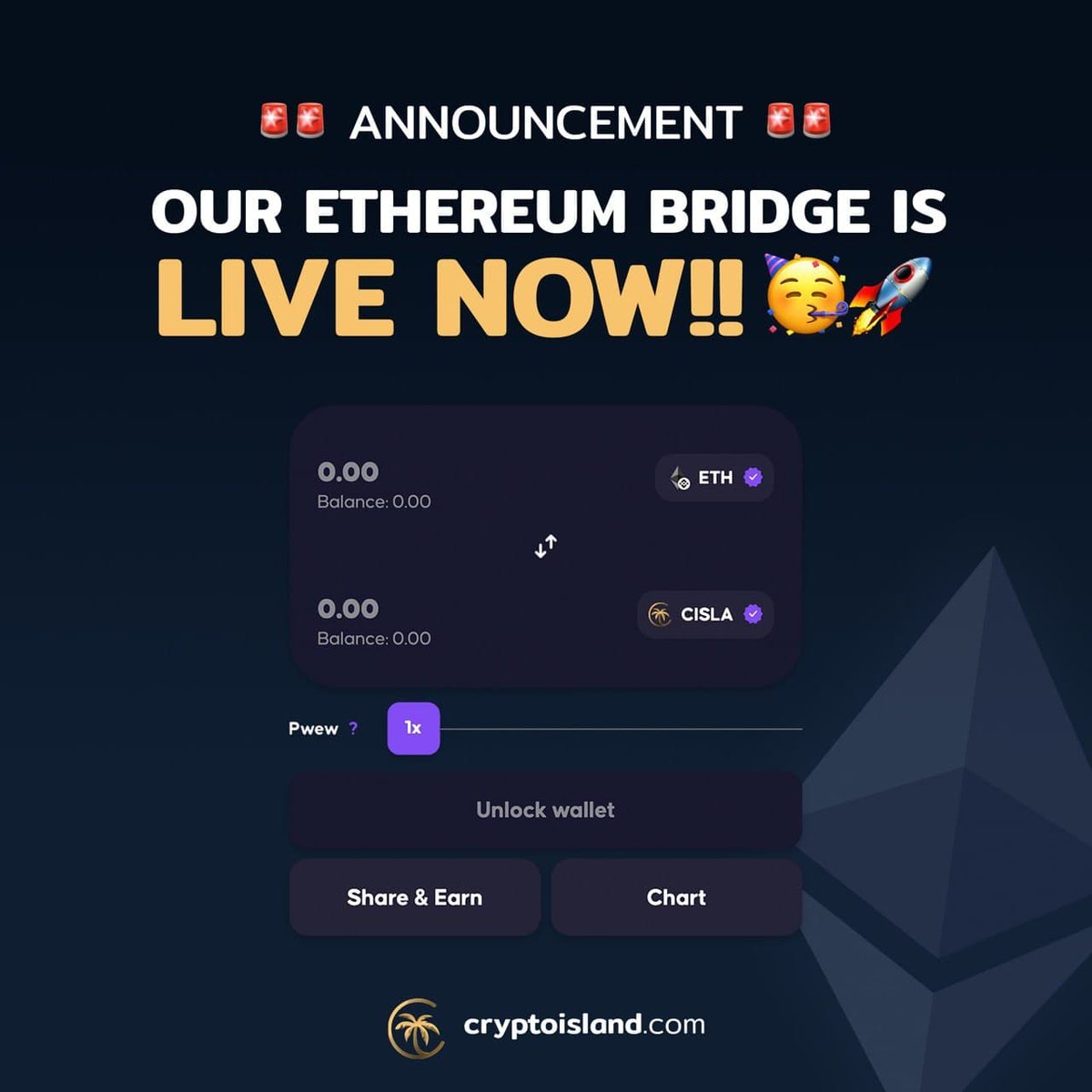I explore Crypto World, but this is no ordinary token. @CryptoislandInc🏝️ is an Extraordinarily Unique and Mind-blowing Project 🤯

<a href="/CislaArmy/">Cisla Army Official</a> $CISLA #CISLA #Cisla1000x #CislaArmy #ElonMusk #cryptocurrencies #BSCGems #Cryptocurrency #Binance  #Crypto #Bitcoin #BTC
#BNB