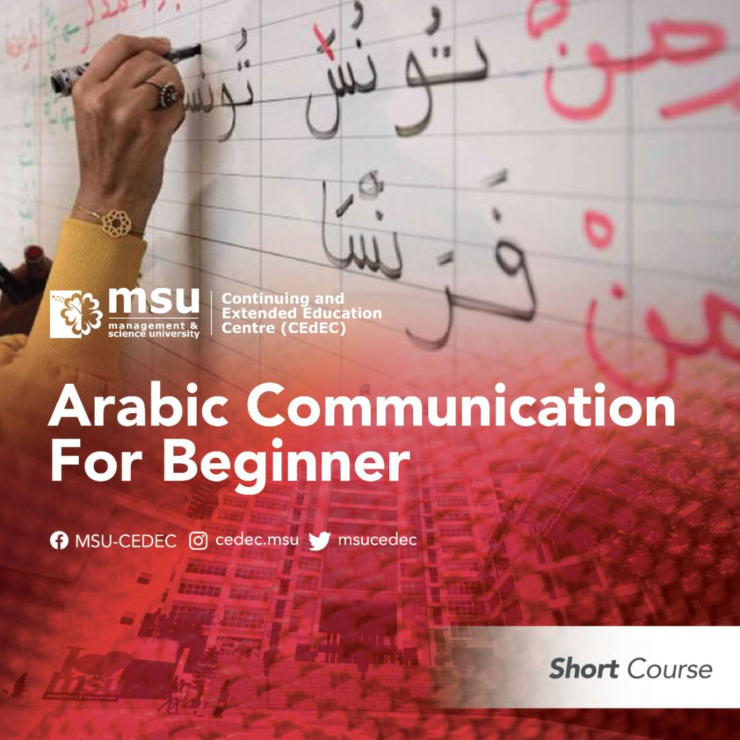 MSUmalaysia's tweet photo. In conjunction with Arabic Language Day, #MSUcedec brings you an Arabic Communication Online Course this new year!
SIGN UP now for more details
▶️https://t.co/5TZeocsT0N
#MSUmalaysia
#ArabicLanguageDay https://t.co/NPX5W0hNsX