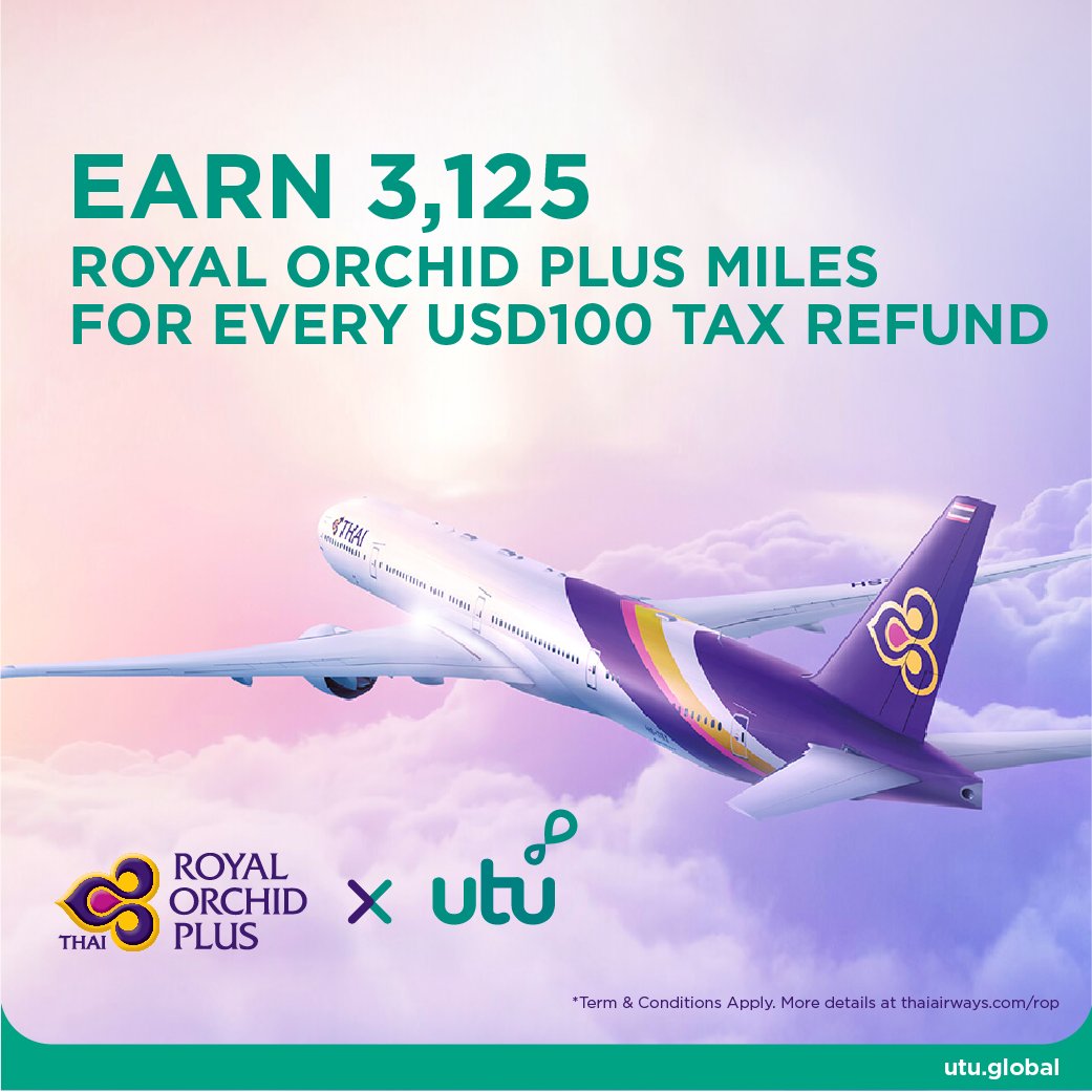 ThaiAirways's tweet photo. π£ THAI is partnering with utu Rewards Thailand to offer more choices and value of Tax refunds for travelers when shopping abroad.
For more information
ππ» https://t.co/vua21rjLtU
#utuTaxFree
#ThaiAirways
#RoyalOrchidPlus https://t.co/uwtsoZS1id
