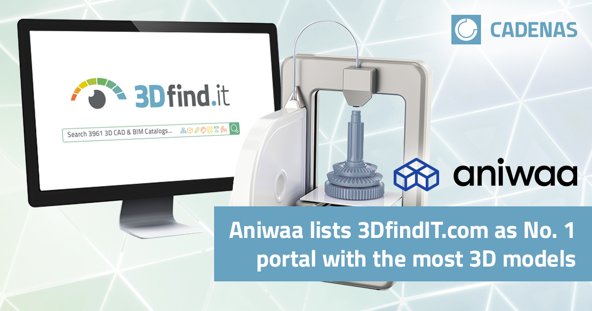 CADENAS_COM's tweet photo. Visual #searchengine https://t.co/if68jV5sJM takes first place π₯ in @Aniwaa3d ranking with over 5.5 million #CAD models and outpaced a long list of download portals for #3D printable files & CAD models: https://t.co/XzDZ1C6VXz #additivemanufacturing #3Dprinting #3Dscan #3Dfind https://t.co/rB1EvhJvet