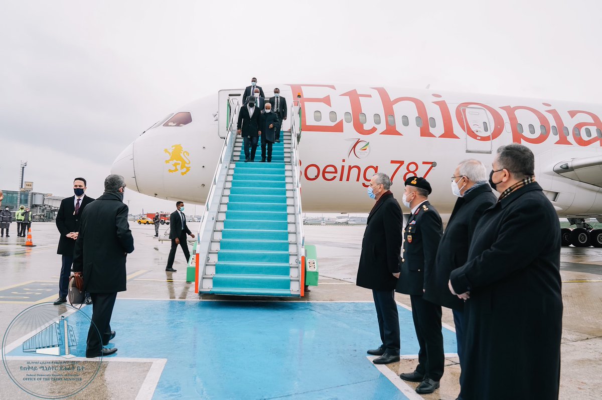 PMEthiopia's tweet photo. Prime Minister @AbiyAhmedAli and his delegation arrive in Istanbul, Turkey to participate in the Third Turkey-Africa Partnership Summit.

#PMOEthiopia https://t.co/JJa0RfFAE4