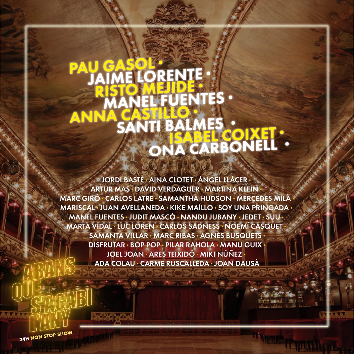 BON DIA!

Ha arribat el gran dia, en una hora comença #24nonstopshow21 amb @bibianaballbe i un munt de convidats, anunciats i sorpresa.

ABANS QUE S'ACABI L'ANY, t'ho perdràs?

➡️ En directe des de La Paloma a #8tv