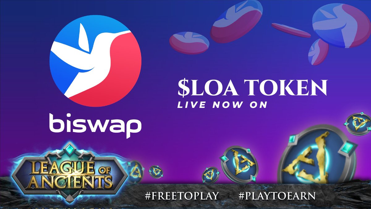 #LOA is Officially LISTED on <a href="/Biswap_Dex/">Biswap</a>🚀

Trade $LOA @ LOWEST FEE of 0.1% on #BSC:
bit.ly/3mfkRjX 

1 HOUR▶️$LOA-$BUSD Farm pair
2 HOURS▶️Stake BSW &amp; Earn $LOA Launchpool

ACT NOW, Lock the Price while MCAP is LOW🚀

#LOA #Metaverse COMING SOON!

#PlaytoEarn #GameFi
