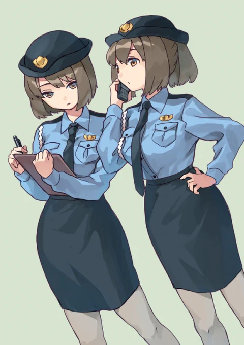 お題箱から、警察服伊勢 日向 #艦これ 