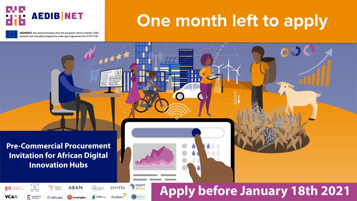 VC4A_Africa's tweet photo. Apply to be one of 12 #African #DigitalInnovationHubs to be accepted into the @AEDIBNET program as part of the mission to strengthen the African-European innovation ecosystem. ππ‘
Benefits include up to EUR70K initial funding. More info >> https://t.co/qQsvIbwCwq
#AEDIBNETCall https://t.co/2iP17r5PV3