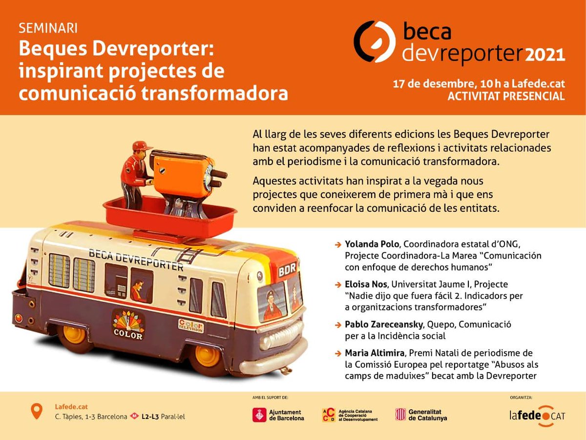 Lafedecat's tweet photo. Avui reflexionem sobre comunicació transformadora i parlem de projectes inspirats en la #becaDevreporter en un seminari amb @yolandapolot @elonos13 @pablozare i @MariaAltimira https://t.co/gXJF8iwJVd