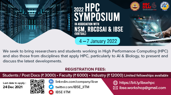 IBSE_IITM's tweet photo. Last date to apply extended>> 24 Dec, 2021 
https://t.co/qdGkeaso3H

@IBSE_IITM in association with @rbc_dsai_iitm, @iitmadras to organise an online symposium from January 4-7, 2022. 

#NationalSupercomputingMission https://t.co/9Uu2ZquMjn