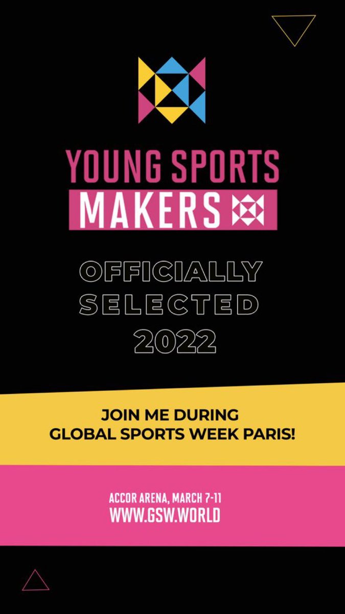 I am very Happy to announce that I have been selected to be part of @GSWParis as Young Sport Makers in the 2022 squad.
Rendez-vous at Accor Arena on March 7-11 2022 to shake up the future of sport!’ @melanieaub @noemieclaret @17Sport #GSWParis #YSM2022 #FutureOfSport