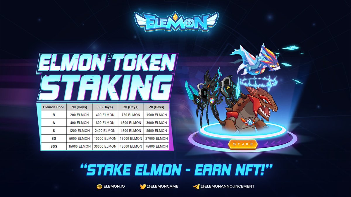 🔥ELMON STAKING PROGRAM - FRIENDLY REMINDER 🔥

Hey Elemonians,

Please note that ELMON Staking Program will soon kickstart TODAY 1:30 PM UTC DEC 17, 2021. First, carefully read the substack article👇

👉Read more about Staking rules &amp; each pool's details: elemon.substack.com/p/elmon-token-…