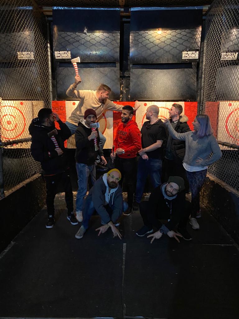 Despite a full week of shoots this week, we managed to squeeze in our team Xmas outing... Axe throwing! 

Great fun <a href="/WhistlePunksUK/">Whistle Punks</a>