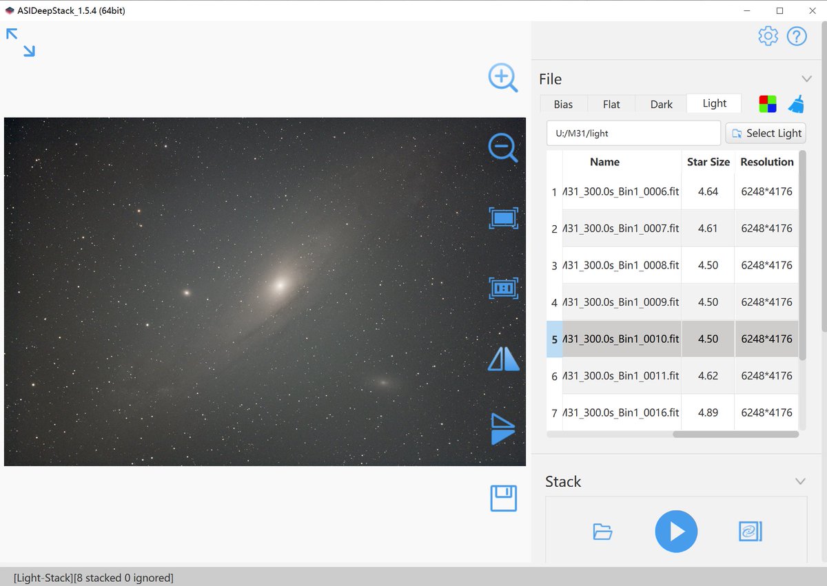zwoastro's tweet photo. Stacking the M31 frames with ASIDeepstack. Super easy to use! #asistudio https://t.co/NNPuuGPgQH