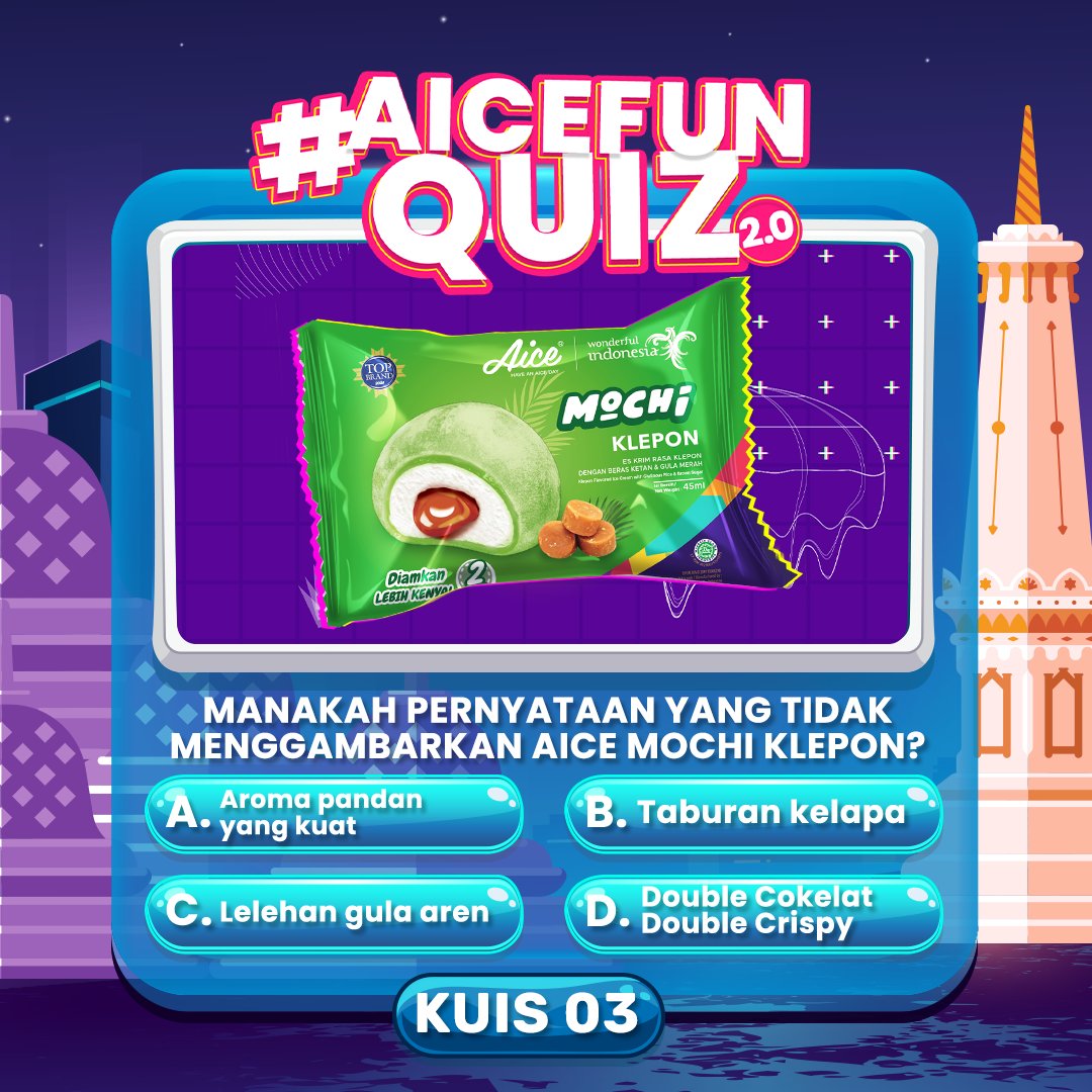 aiceindonesia's tweet photo. #AiceFunQuiz 2.0 Kuis 3: Kuyakin kamu tau jawabannya! Buruan reply jawabannya dan mention 3 teman kamu lalu gunakan hashtag #AiceFunQuiz 🤩🤩 https://t.co/KioqHggwE3