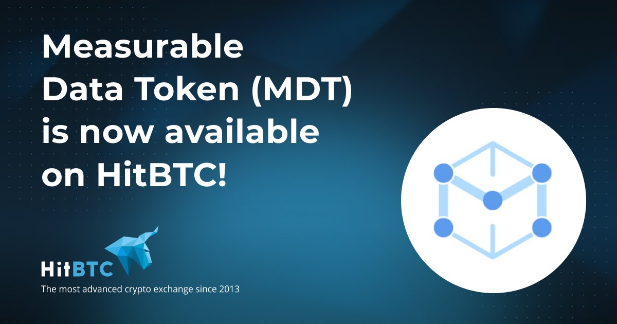 hitbtc's tweet photo. Dear Traders,

We have successfully added MDT by @MeasurableData to our platform.

Trade $MDT against $BTC and $USDT, visit: https://t.co/6vEFHQx0yG https://t.co/lEtqUEY4hS