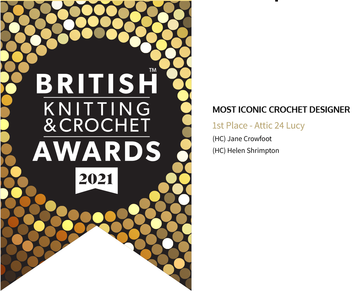 StylecraftYarn's tweet photo. Huge congratulations to these three #Stylecraftblogstars making it a clean sweep in the British Knitting and Crochet Awards Iconic Crochet Designer category.Winner Lucy of @Attic24  and Highly Commended both @janecrowfoot and Helen Shrimpton of Crystals and Crochet https://t.co/Fd1Wq285ky