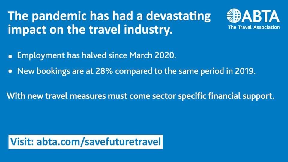 With revenues down by more than 70% and jobs halved since March 2020, it’s time for @rishisunak to step up and support the travel industry. Govt must provide financial support where its policy decisions won’t allow businesses to trade successfully #SaveFutureTravel