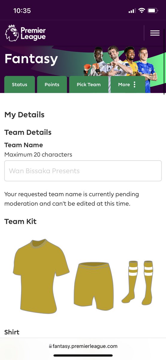 JakeCoren's tweet photo. @OfficialFPL please can you DM me and help me to change my team name? I’ve been totally unable to change it for 3 weeks now due to this glitch and the help email account is ignoring my request. URGENT help needed or my mini-league will force me to take a -4. https://t.co/XDkpGwRMw9