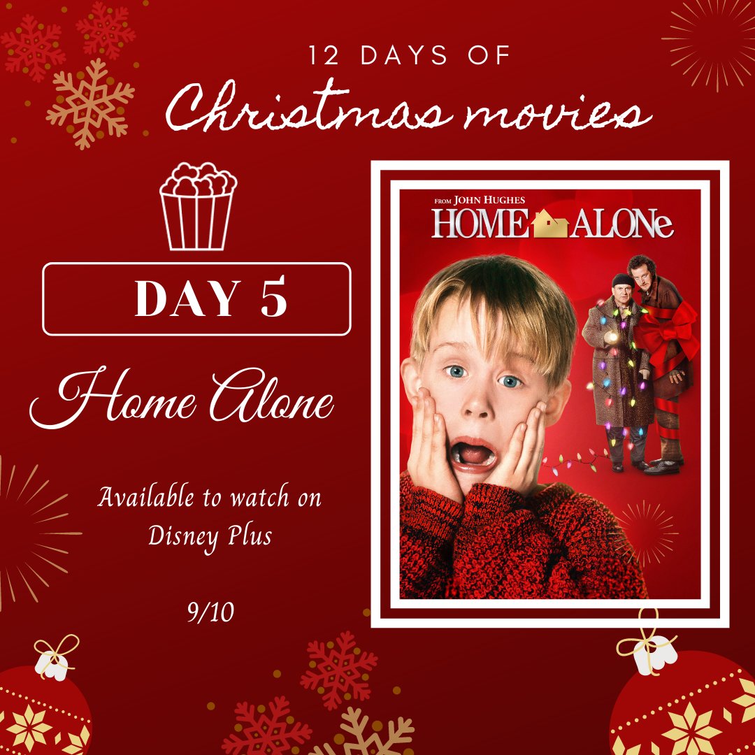 🎄12 Days of Christmas Movies🎅
A bit of festive fun- counting down the days until Christmas with a movie to watch a day. Give yourself a break😉

Day 5- Home Alone 😱

#christmas #unilife #students #12daysofchristmas #moviecountdown #christmasmovies #12daysofchristmasmovies