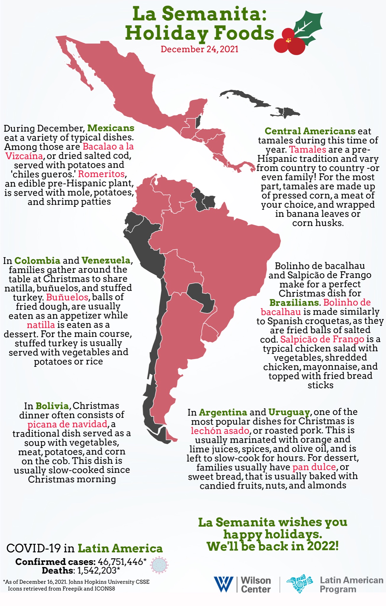 Latin America Program on X: "What do Latin Americans eat during the holidays?  🇲🇽 eats bacalao a la vizcaína and in 🇨🇴 and 🇻🇪, families share  natilla, buñuelos, and stuffed turkey. Find