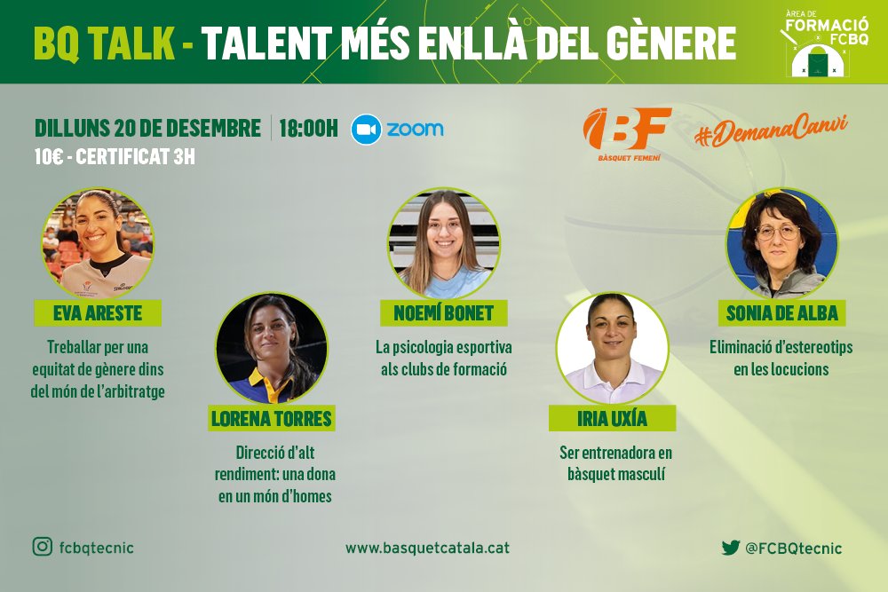 FORMACIÓ CONTINUADA | 📡 Places disponibles per a la segona edició del 'BQ Talk - Talent més enllà del gènere' #DemanaCanvi 🏀basquetcatala.cat/noticies/9222