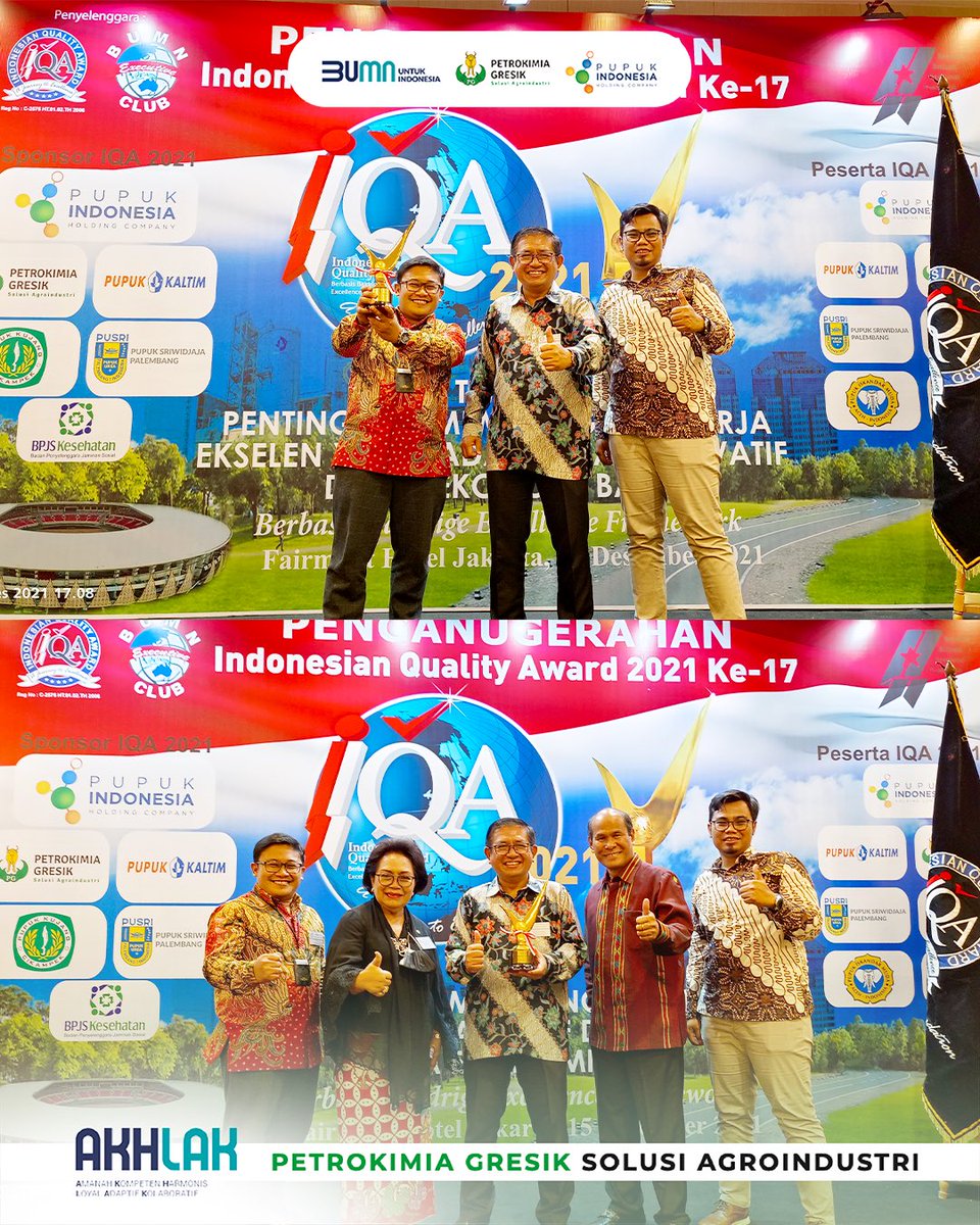 petrogresik's tweet photo. Sahabat Petro, nambah lagi satu prestasi Petrokimia Gresik nih yaitu Anugerah Indonesian Quality Award 2021!!🥳
#PupukIndonesia
#IQA2021 #IndonesiaQualityAward #AnugerahIQA #BEC #IQAF https://t.co/w8kcwyTy7k