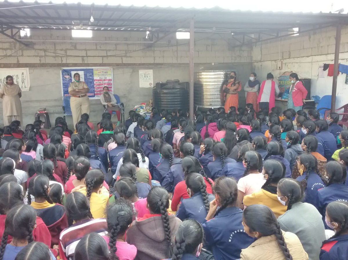 AdilabadShe's tweet photo. Adilabad She Teams Conducted Awareness Session at Govt Junior Clg,Bhazarathnoor &amp; ZPSS Tejapur, Girls Hostel Adb.  about various topics like She modules, Ways to approach She team to file a complaint using dial 100,QR code, She team Number, Pocso Act, Eve Teasing,Dowry Death etc. https://t.co/V3mFHoB7cc